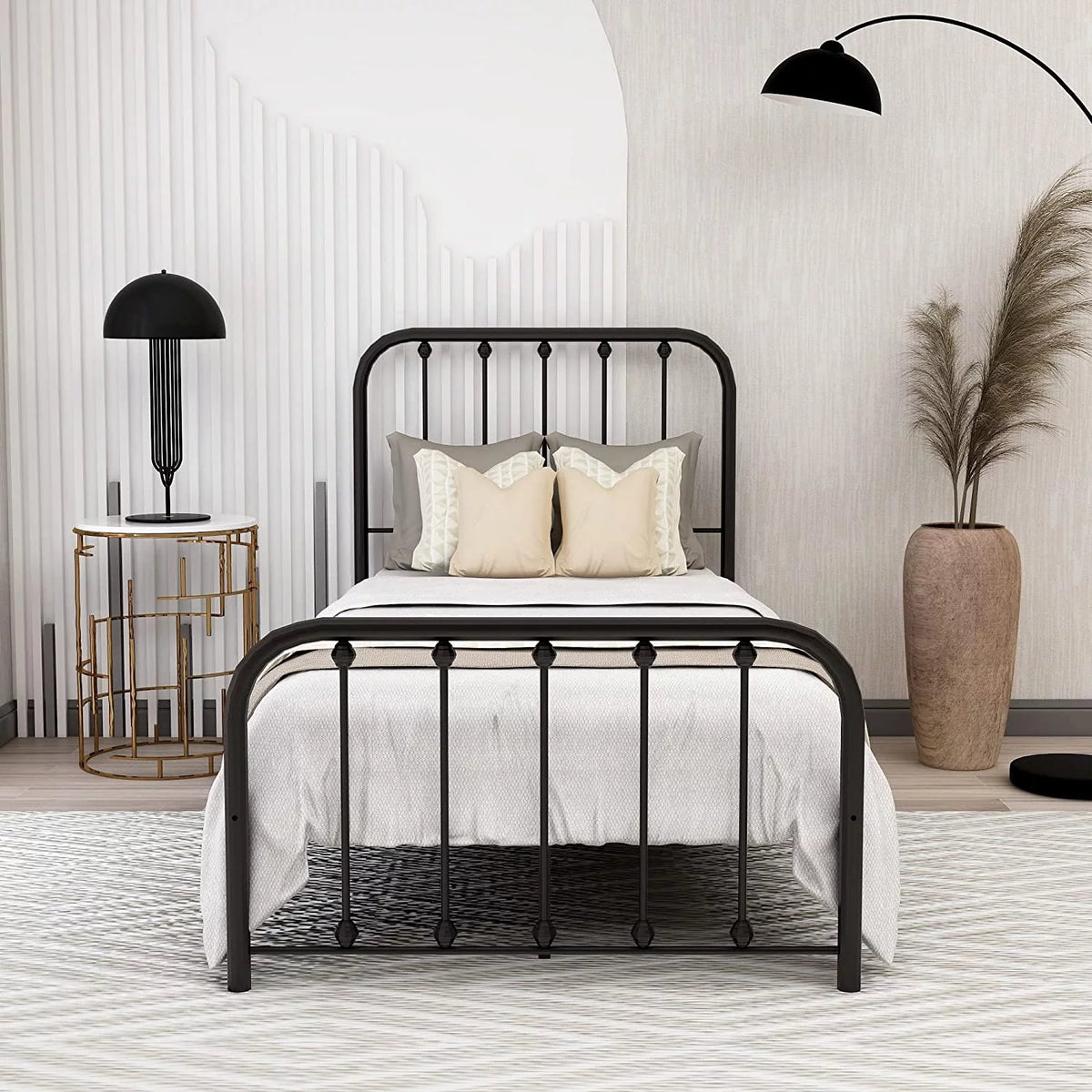 Sturdy Metal Platform Twin Bed Frame Y940