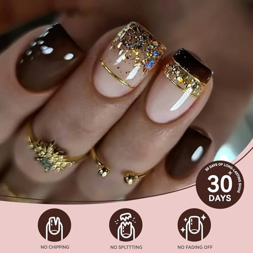 Short Square Press on Nails Set with Stickers C211