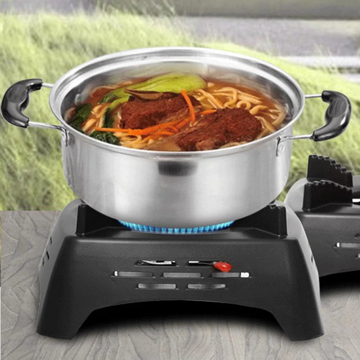 Portable Wood Burning Stove for Outdoor Cooking Black X7421