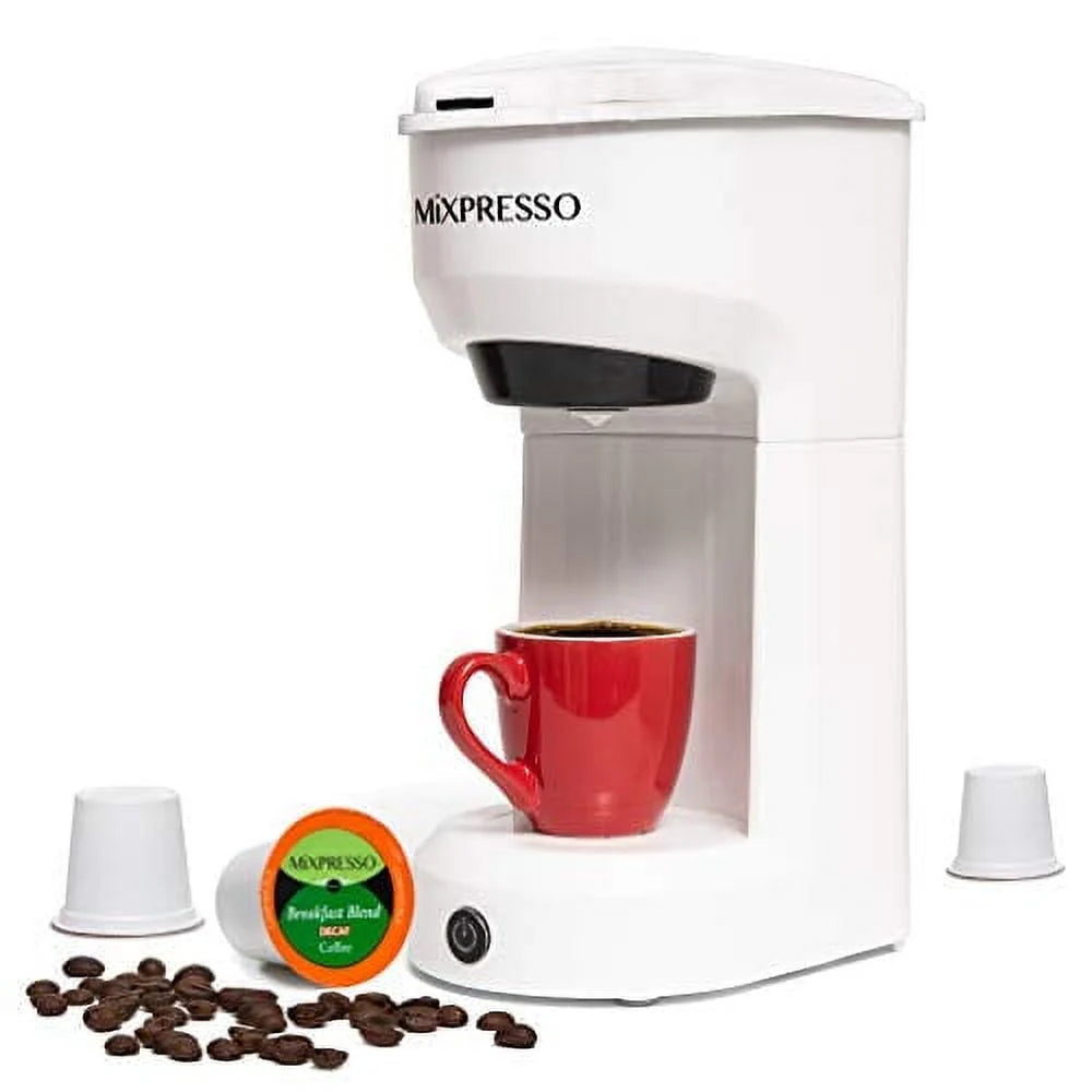 2 in 1 Single Serve Coffee Machine White 14 Oz F73312
