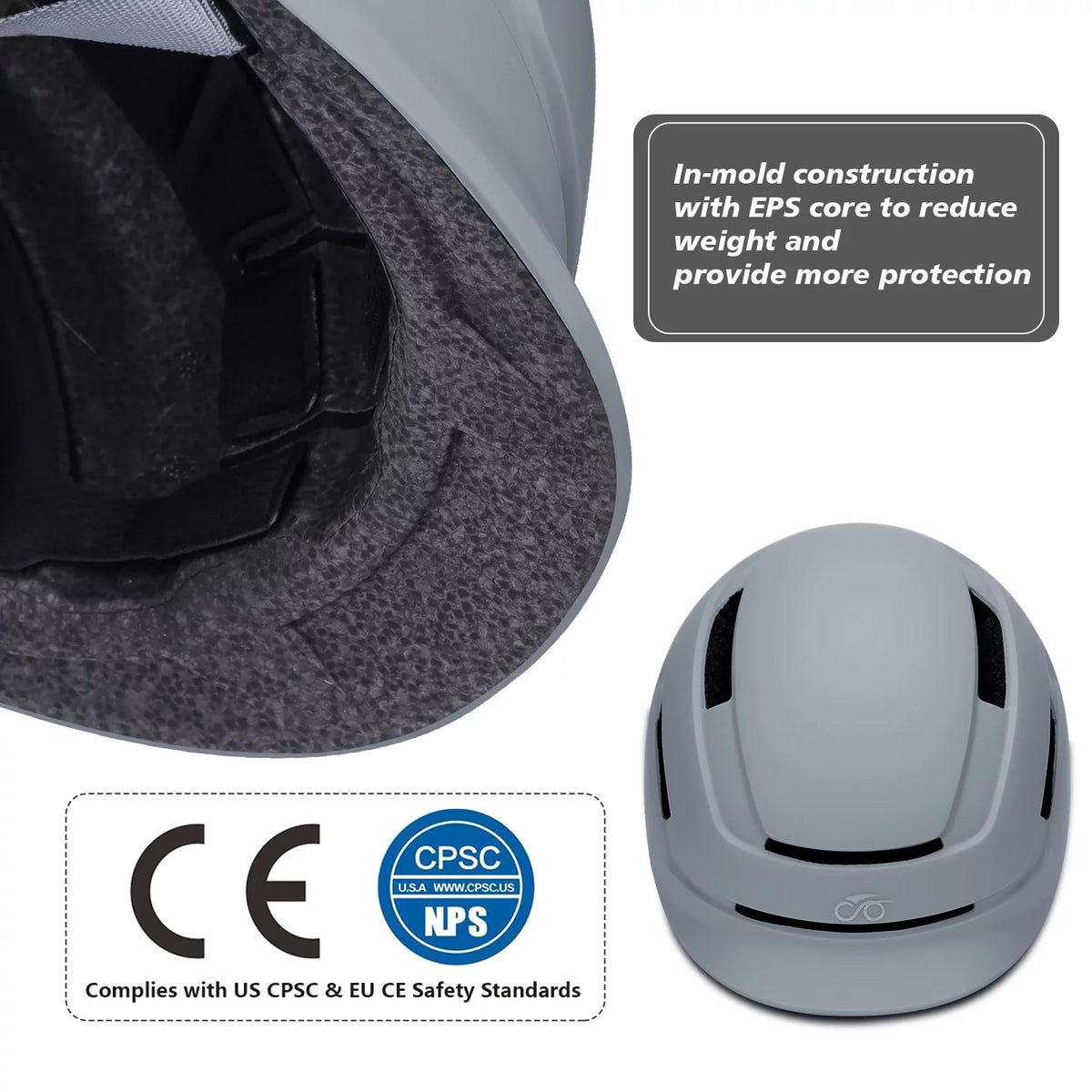 Adult Bike Helmet with Light Gray E184