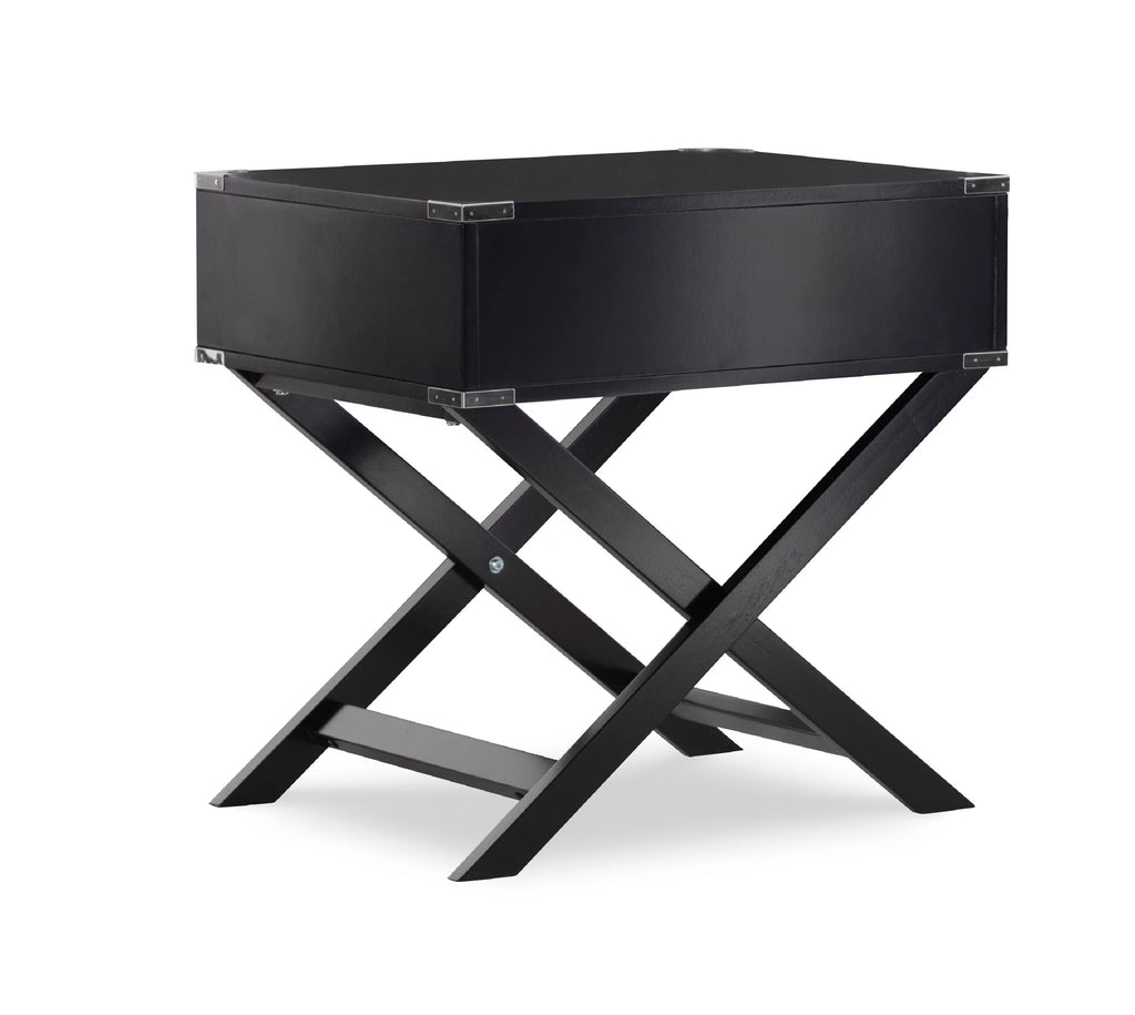 Black Single Drawer Accent Side Table K386135