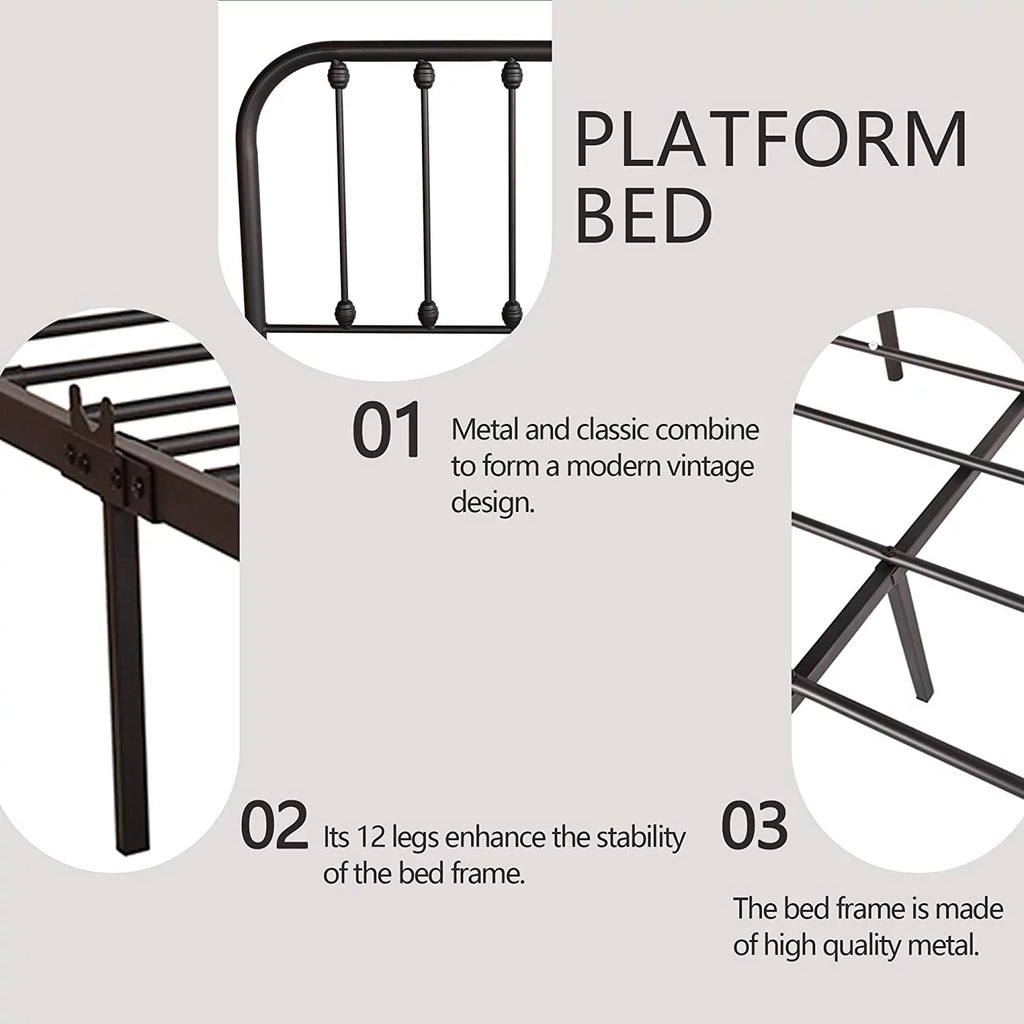 Sturdy Metal Platform Twin Bed Frame Y940