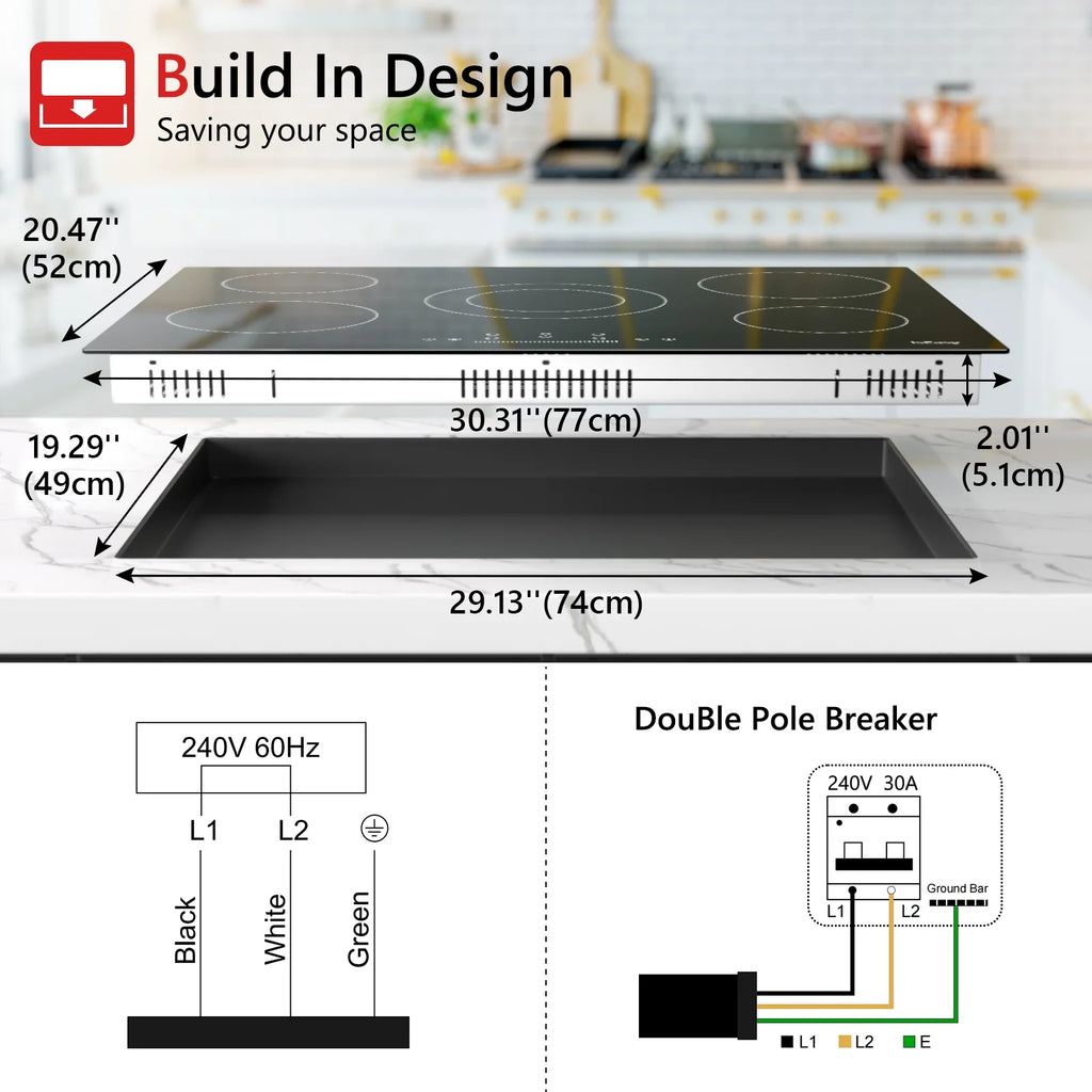 30" 5 Burners Electric Induction Cooktop N51766
