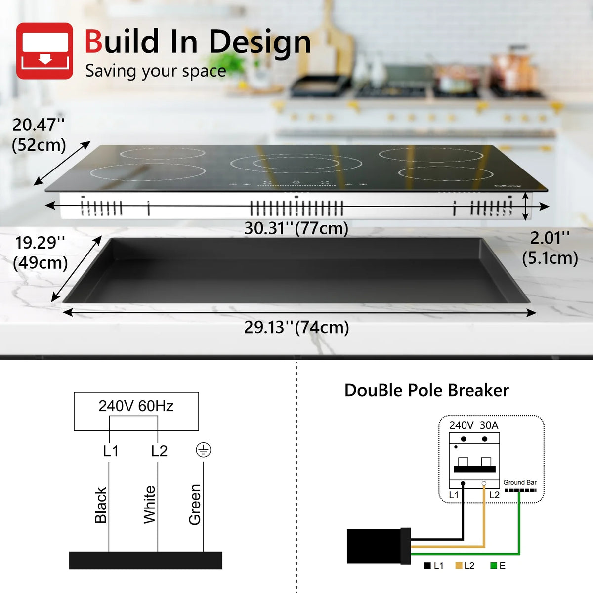 30" 5 Burners Electric Induction Cooktop N51766