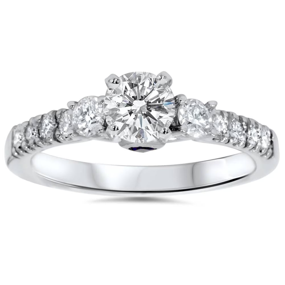 1ct Diamond & Blue Sapphire Engagement Ring 950 Platinum S241110