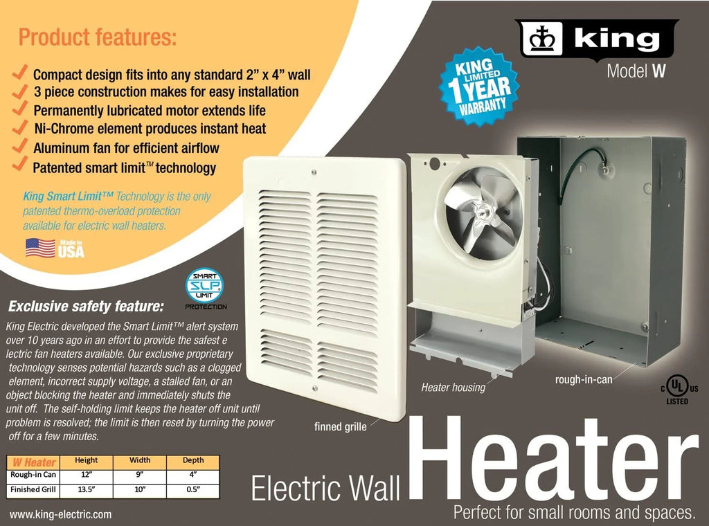 2000W 240V White Wall Heater E808