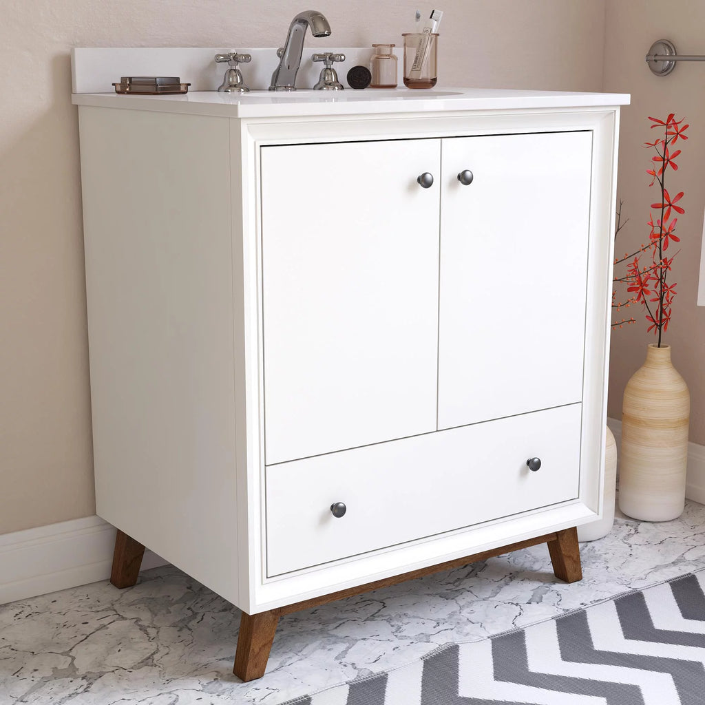 30 Inch White Bathroom Vanity with Sink J3752