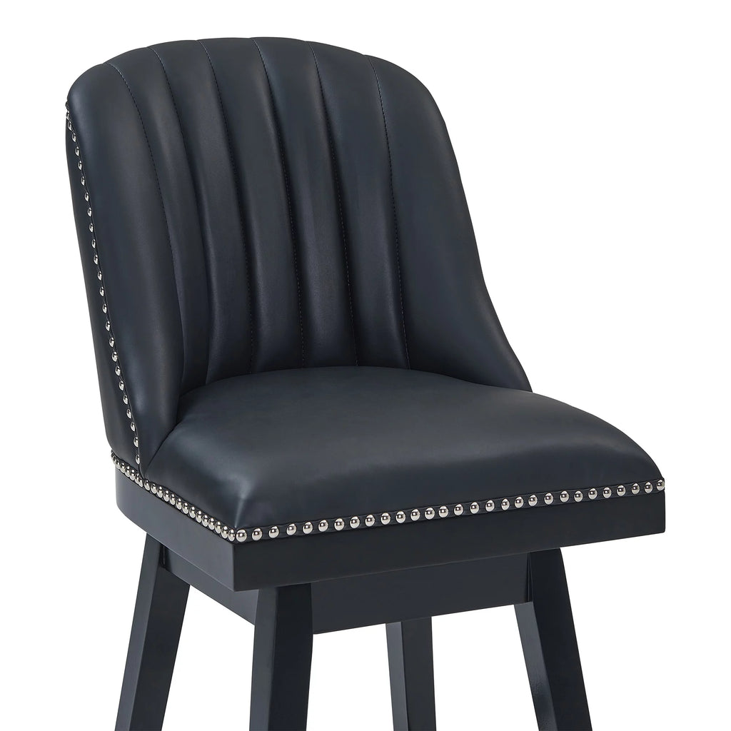 Black Faux Leather & Wood Swivel Counter Stool B26528