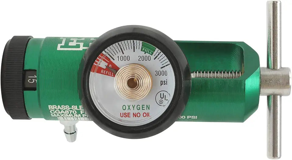 Oxygen Regulator CGA-870 Gauge Flow Rate with Wrench Key 0-15LPM A753900