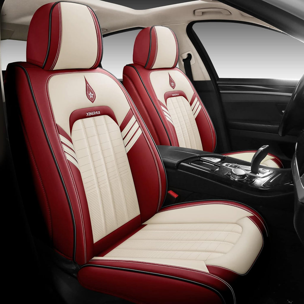 Pink Synthetic Leather 5-Seater Full Set Car Seat Covers S7017