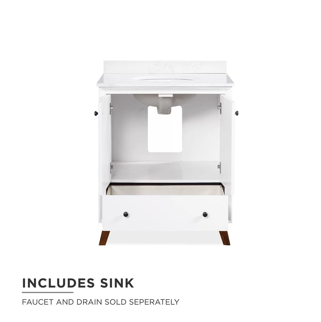 30 Inch White Bathroom Vanity with Sink J3752