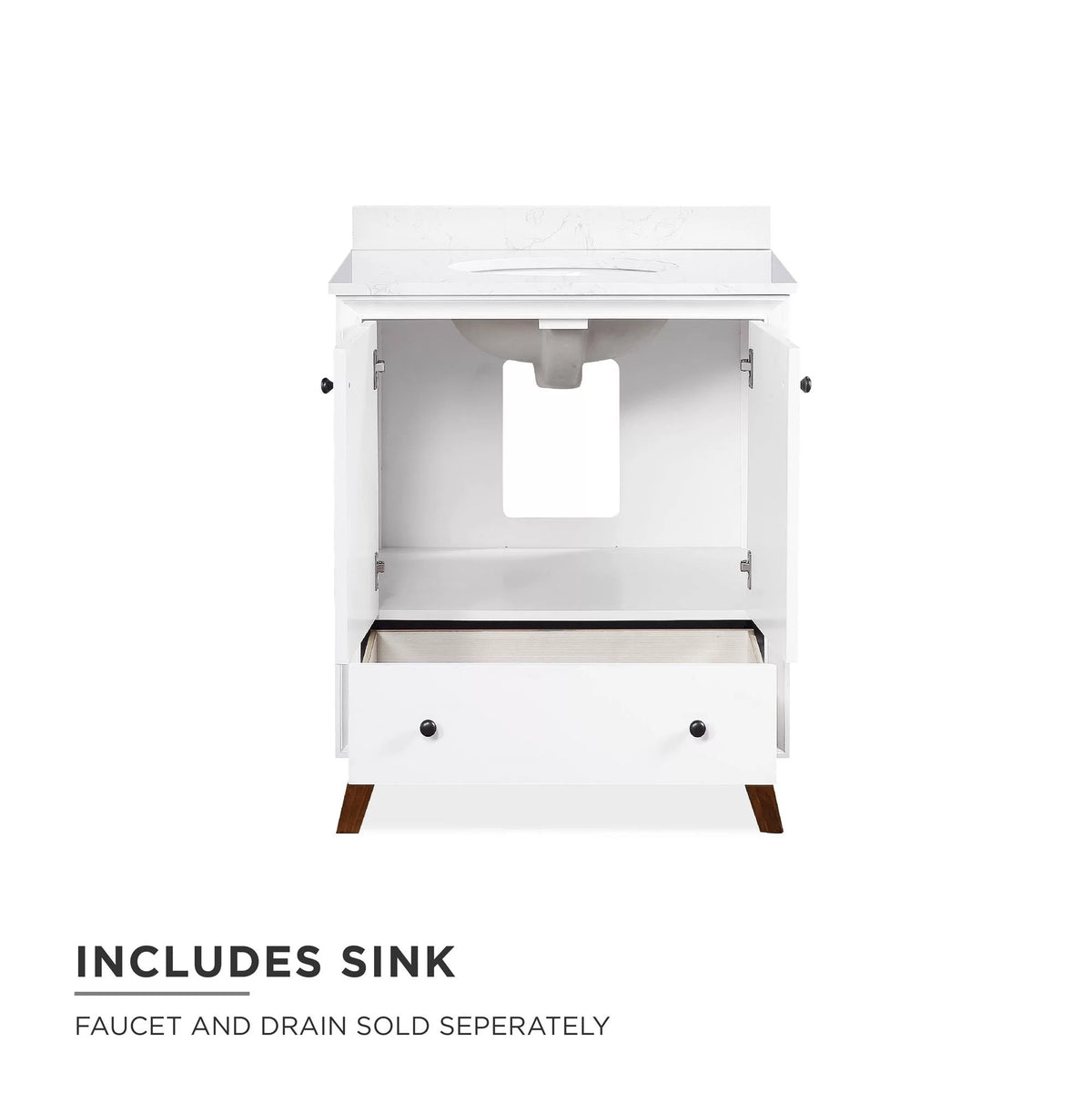 30 Inch White Bathroom Vanity with Sink J3752