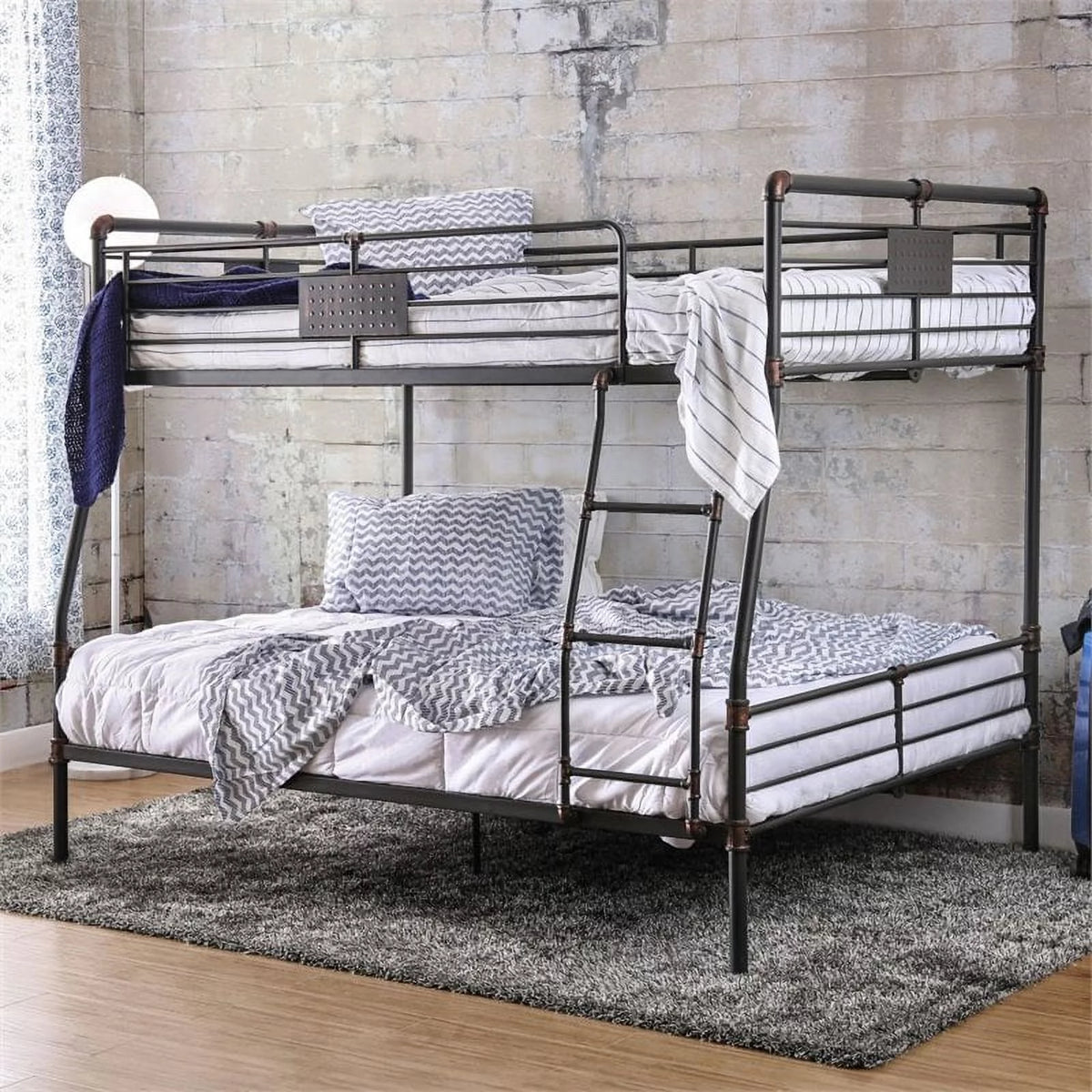 Full Over Queen Bunk Bed Antique Black Q388045