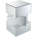 Mirror and Glass End Table with Geometrical Base S623660