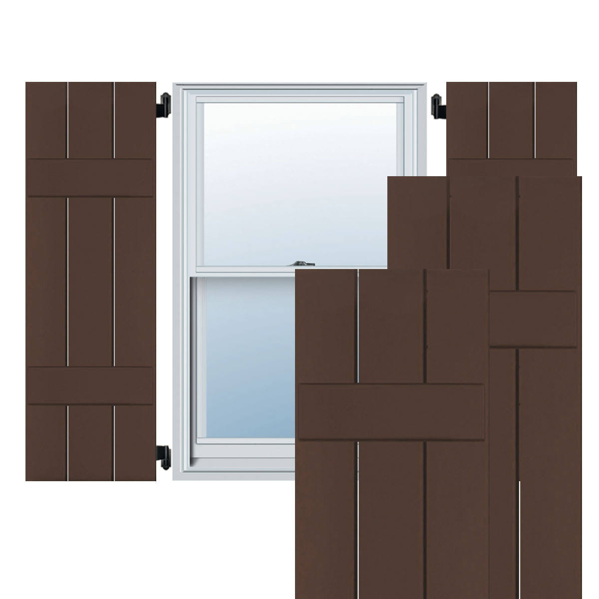 12x22W x 50x22H Exterior Real Wood Pine Board-n-Batten Shutters T1937