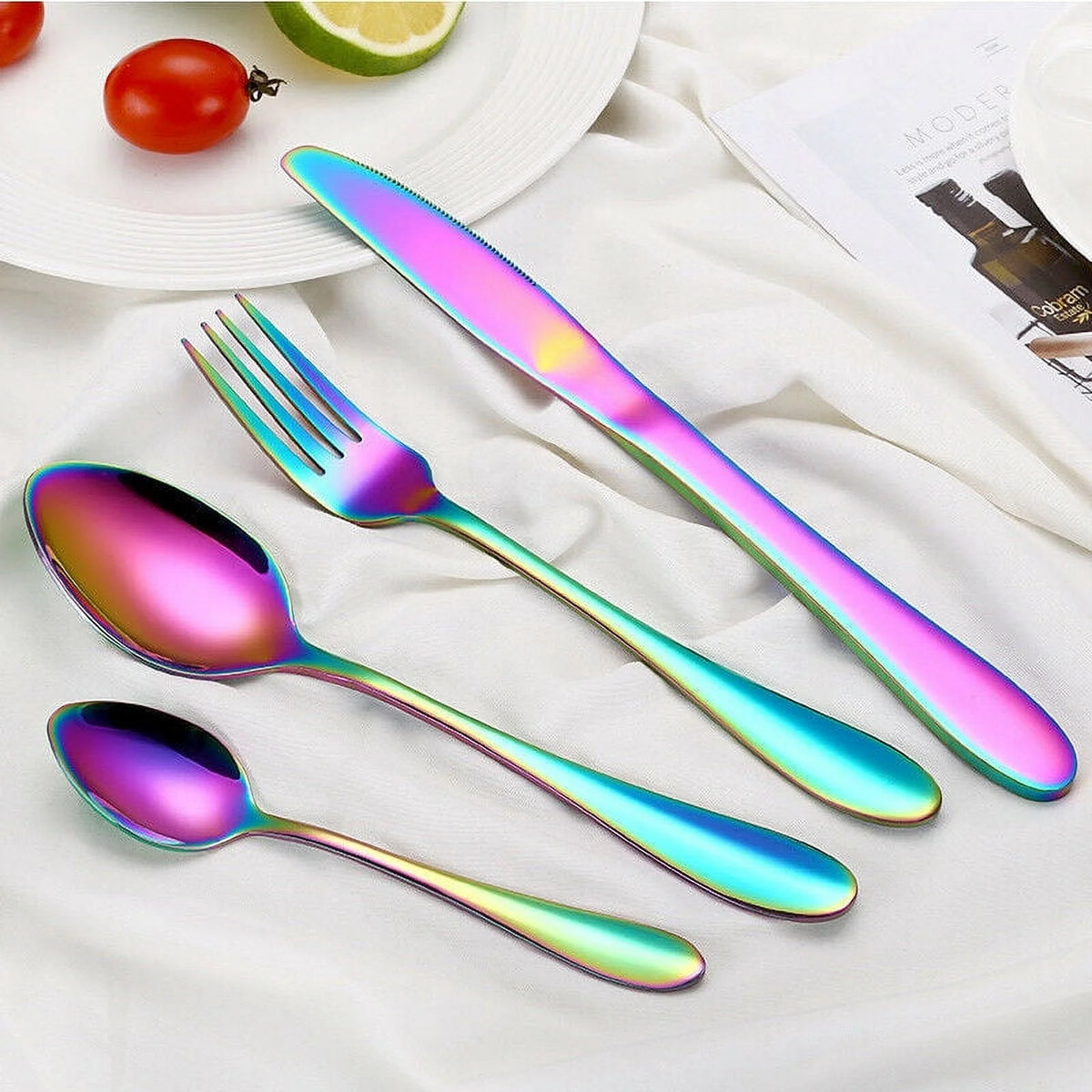 18/0 Stainless Steel Rainbow 24-Piece Flatware Set F234013