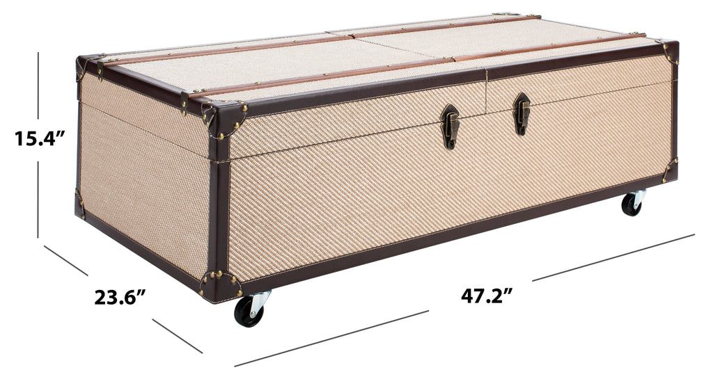 Beige Coffee Table Storage Trunk with Wine Rack I155561