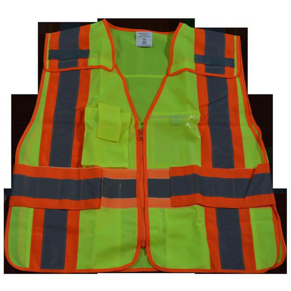 Public Safety Vest Lime Solid with Orange Binding 5 Point Breakaway U992024