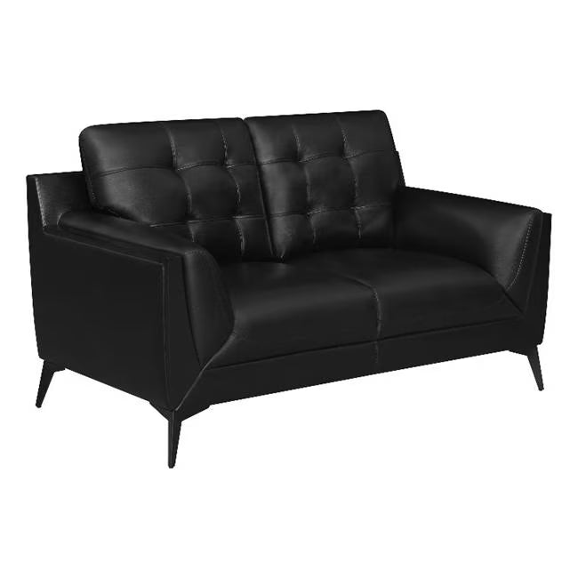 Black Vegan Faux Leather Loveseat R84913