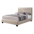 Beige Queen Size Wooden Platform Bed with Tufted Headboard G51220