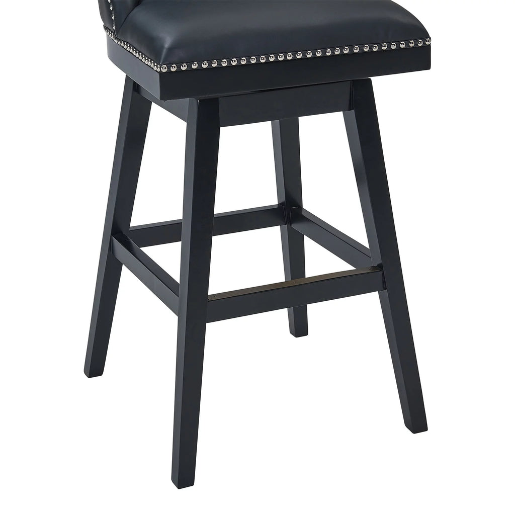 Black Faux Leather & Wood Swivel Counter Stool B26528