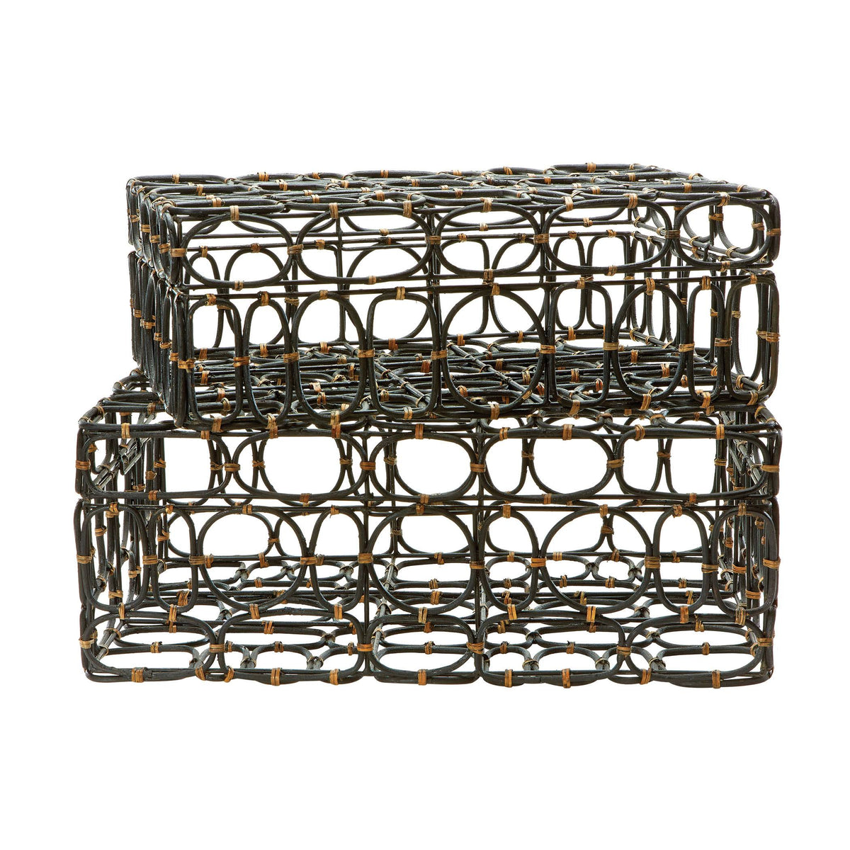 Black and Tan Oval Ring Box Set of 2 S147058