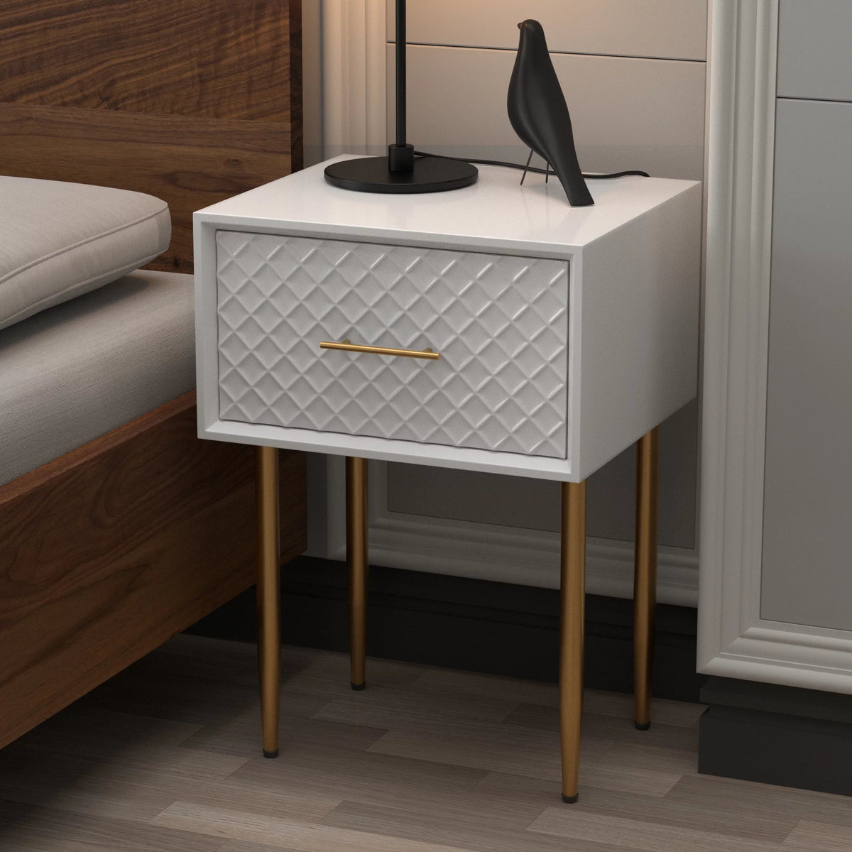 White Drawer Nightstand G265857