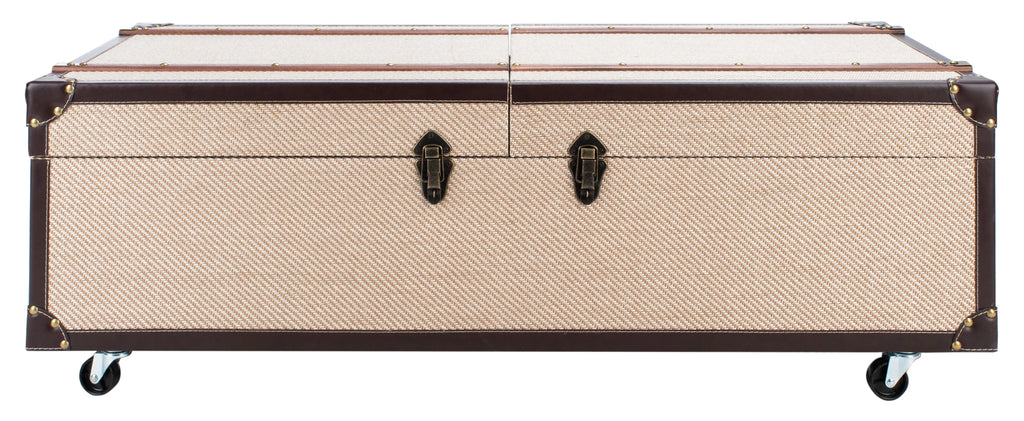 Beige Coffee Table Storage Trunk with Wine Rack I155561