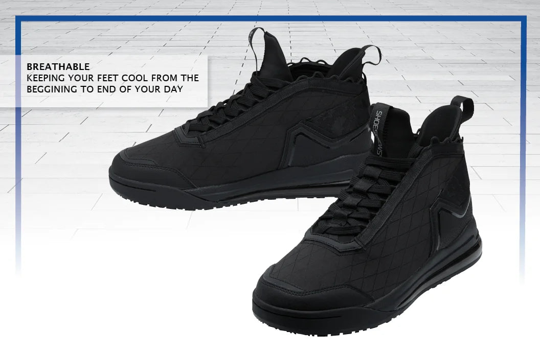 Black Water Resistant Slip Resistant Work Sneakers K296844