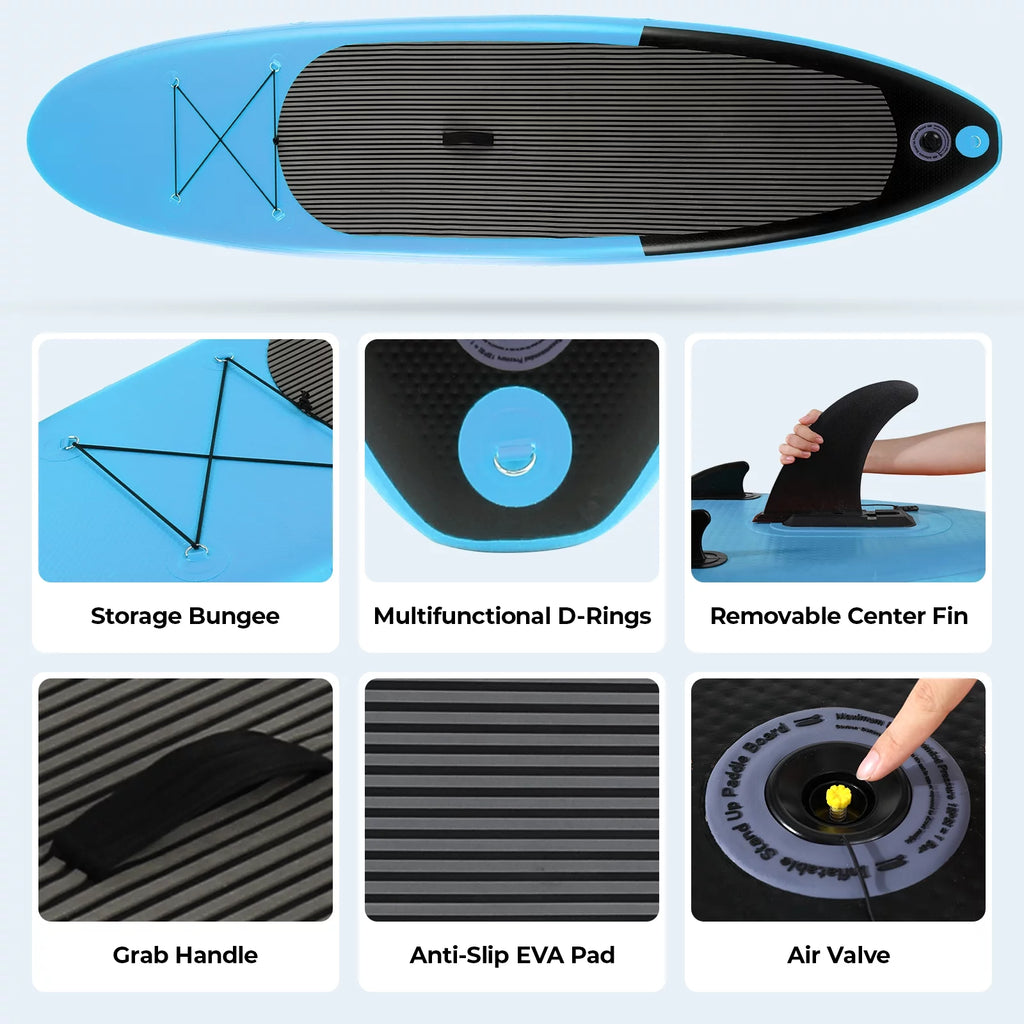 10ft Inflatable Stand up Paddle Board with Backpack, Paddle, Leash U176470