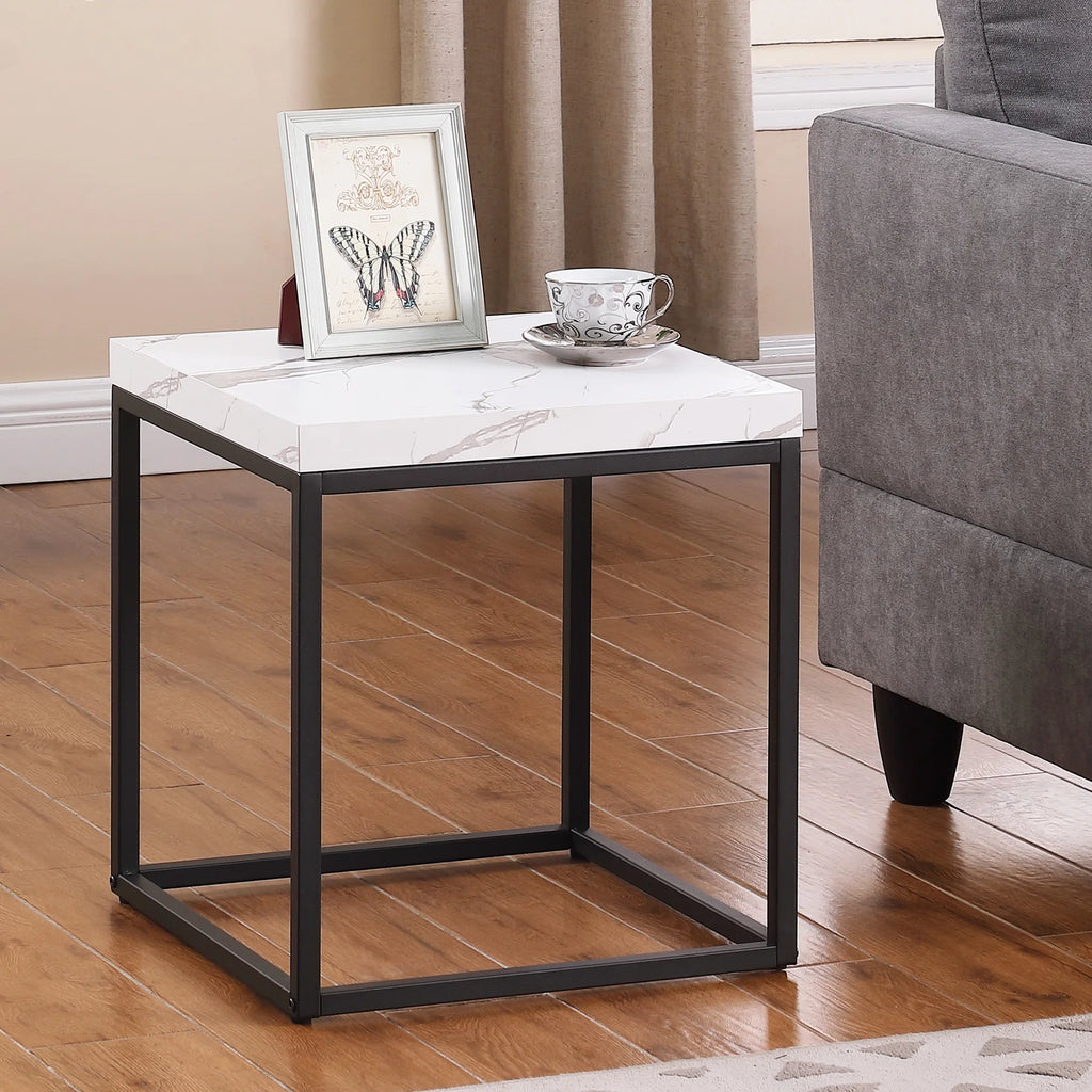 Marble Wood and Metal Side Table M575