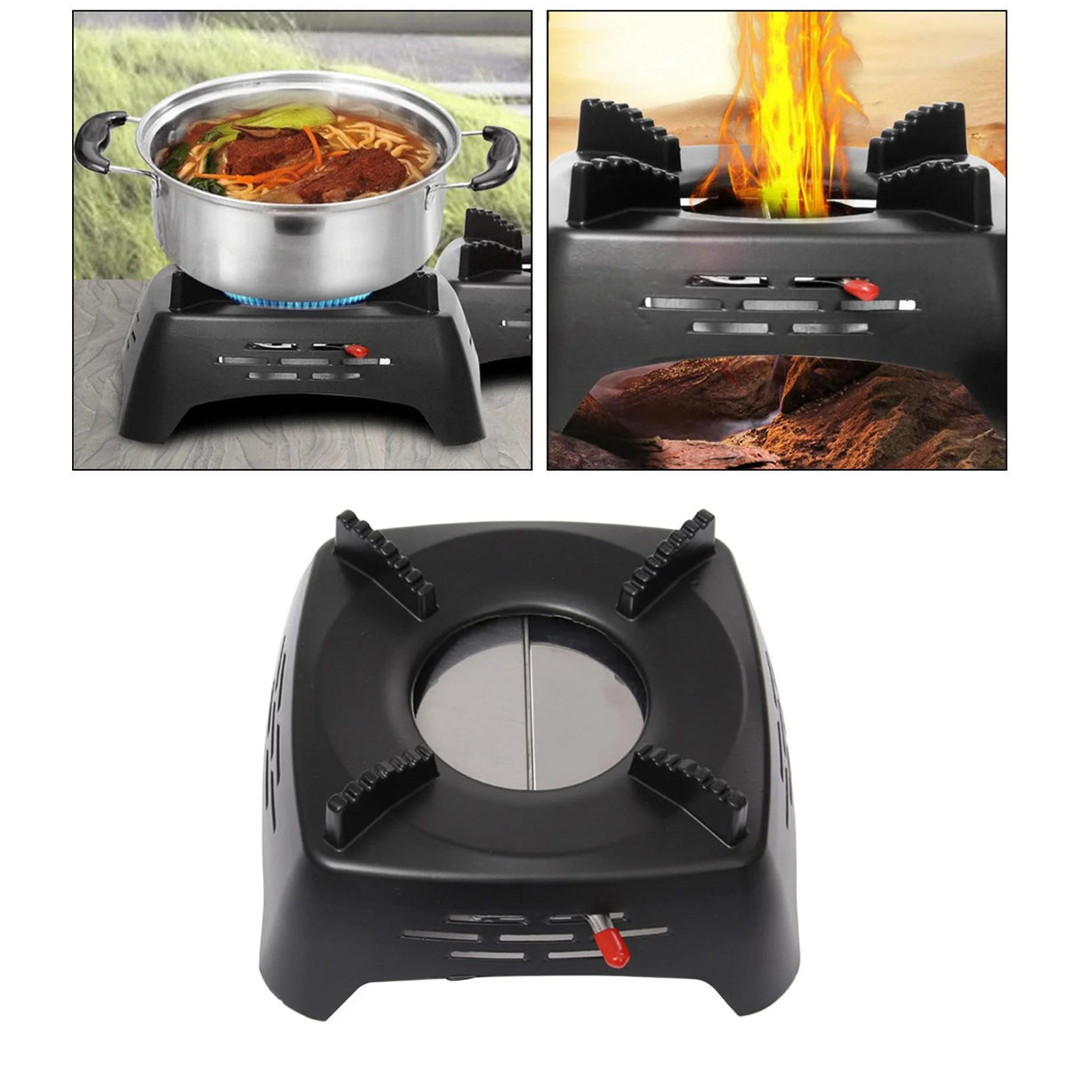 Portable Wood Burning Stove for Outdoor Cooking Black X7421