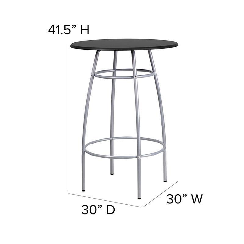 Black Bar Height Table Set with Padded Stools Q368793
