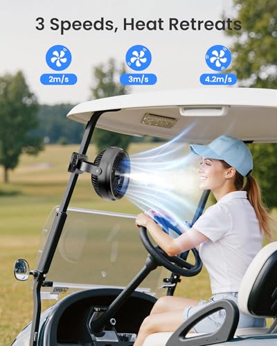 10000mAh Portable Clip on Fan with LED Lantern and Hook A7740