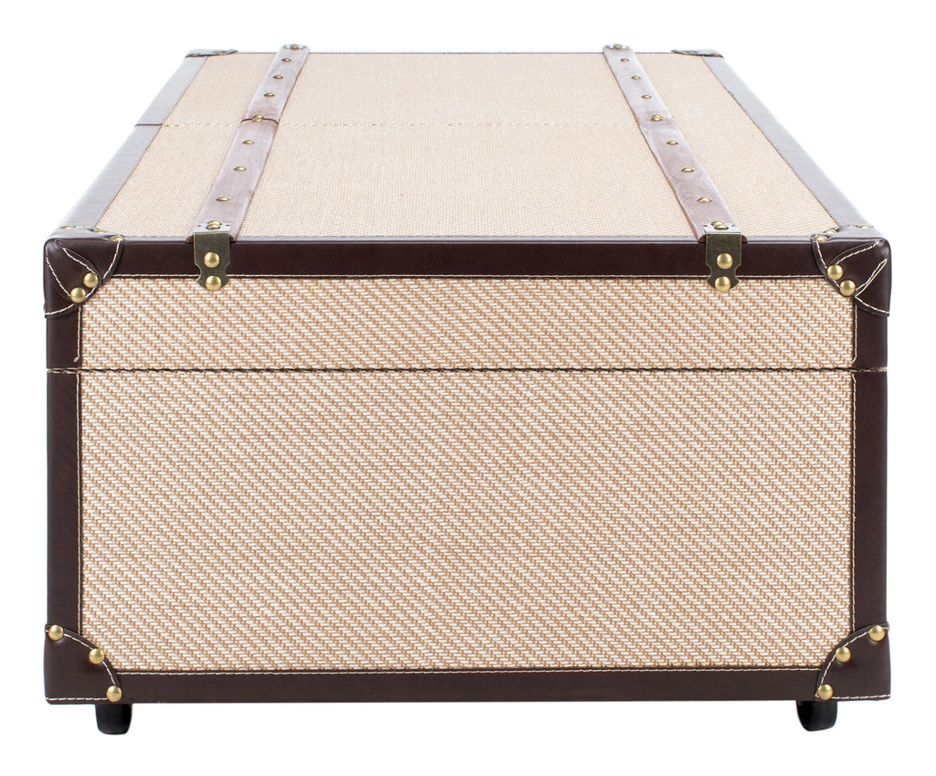 Beige Coffee Table Storage Trunk with Wine Rack I155561