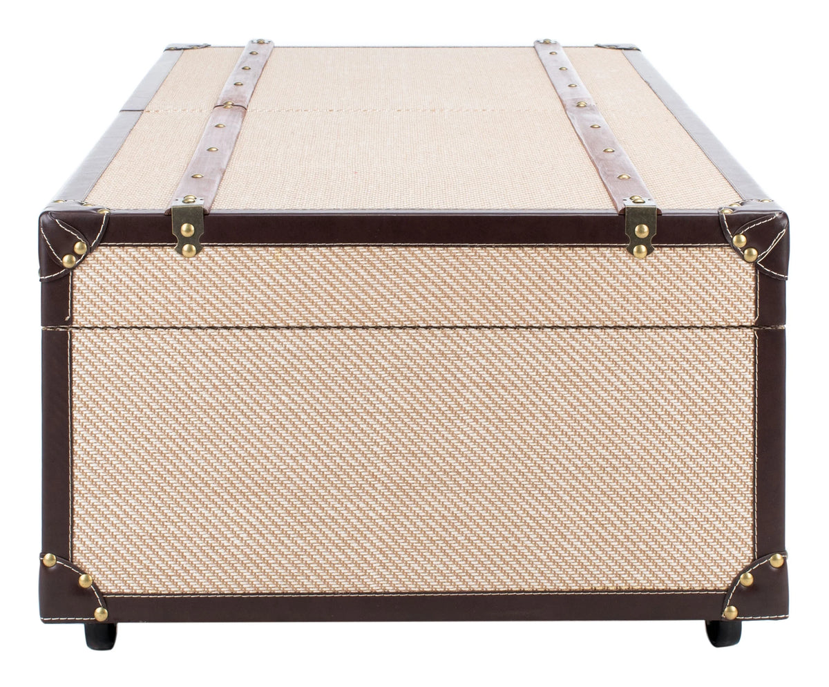 Beige Coffee Table Storage Trunk with Wine Rack I155561