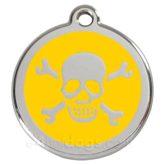 Enamel Pet ID Tag Skull & Cross Bone W420