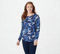 Navy Combo French Terry Long-Sleeve Camo Top W2298
