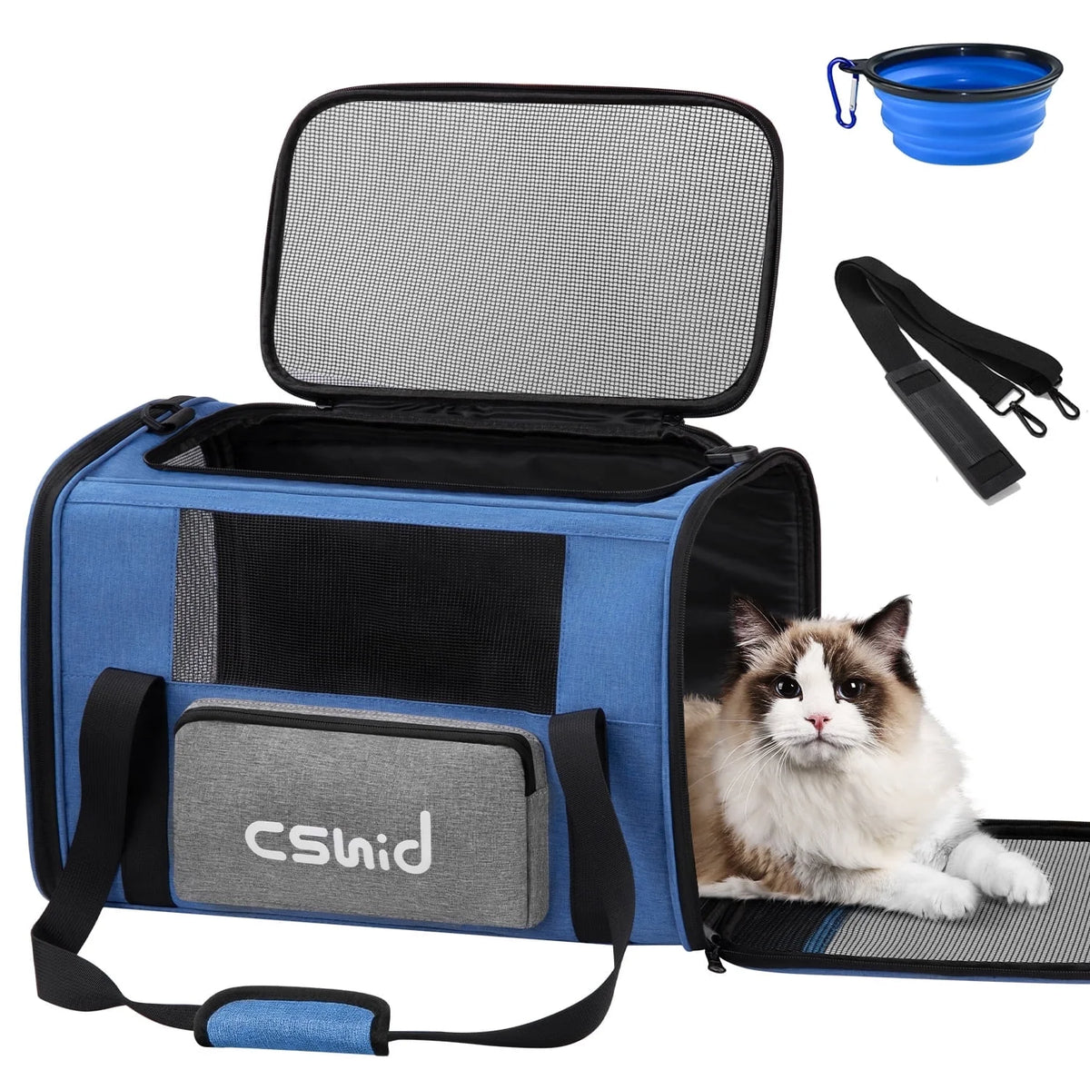 Soft Sided Foldable Pet Carrier with Bowl L21352