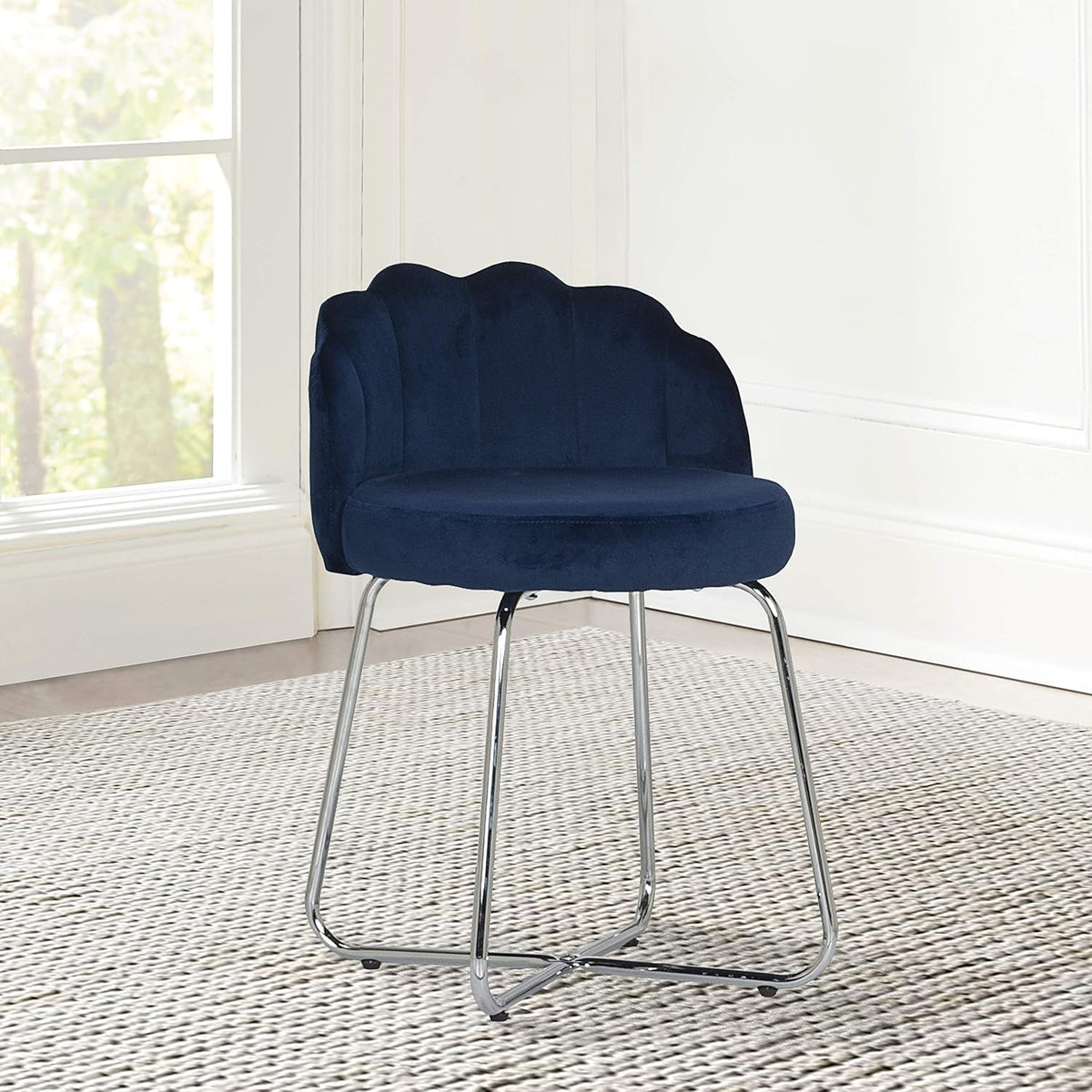 Dark Blue Metal Vanity Stool B16131