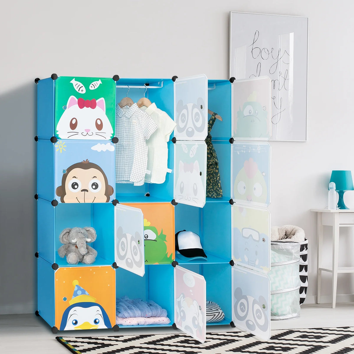 Kids Portable Wardrobe Closet Cube Organiser Blue Q278