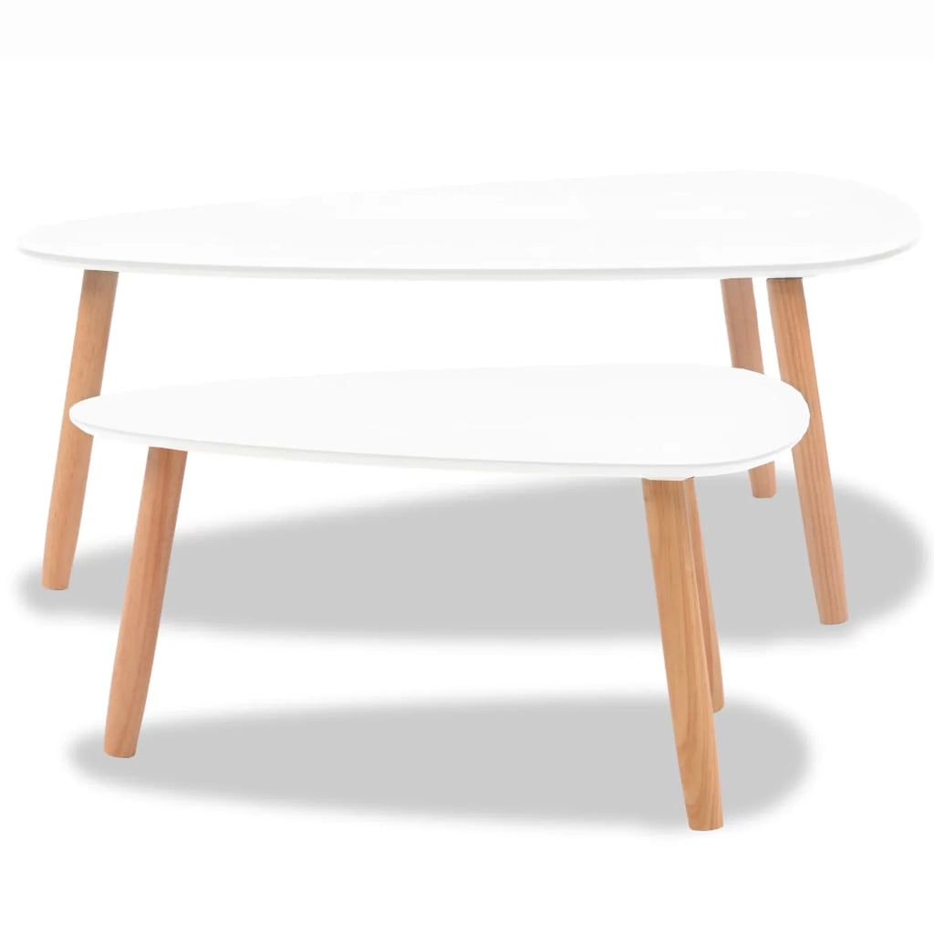 White 2 Piece Solid Pinewood Coffee Table Set A28980