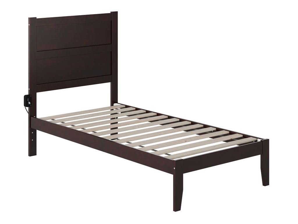 Twin Wood Platform Bed Frame with Panel Headboard D757