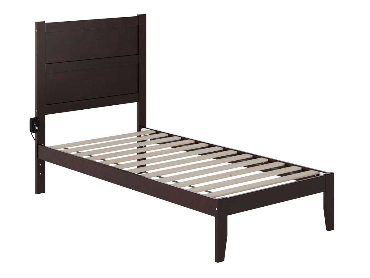 Twin Wood Platform Bed Frame with Panel Headboard D757