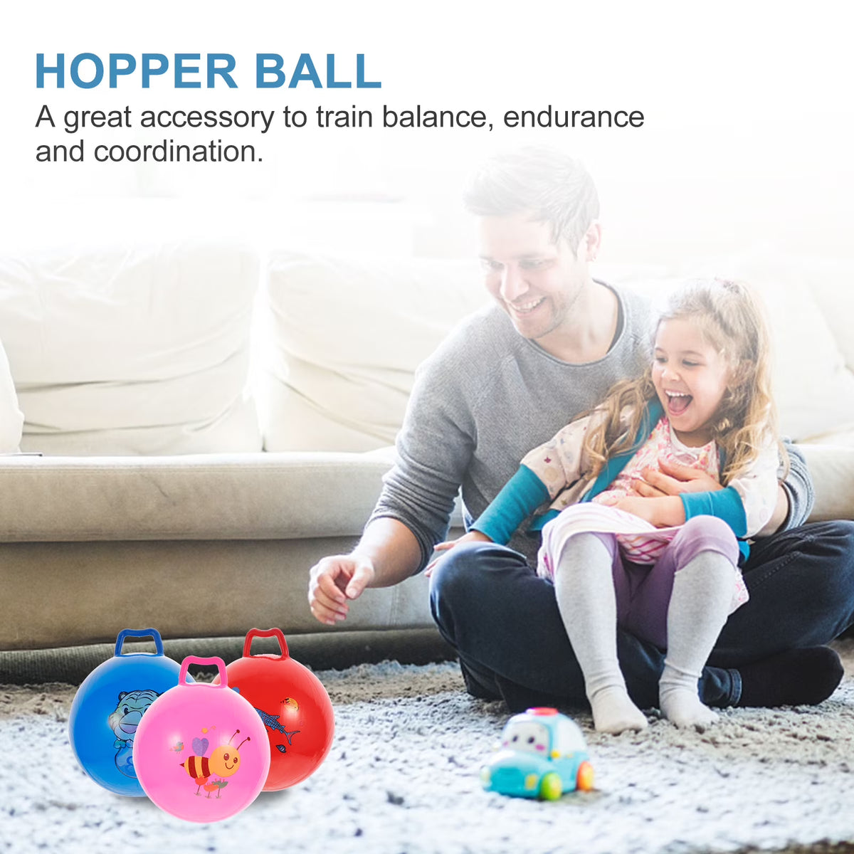 3Pcs Inflatable Hopper Balls with Handle N2549