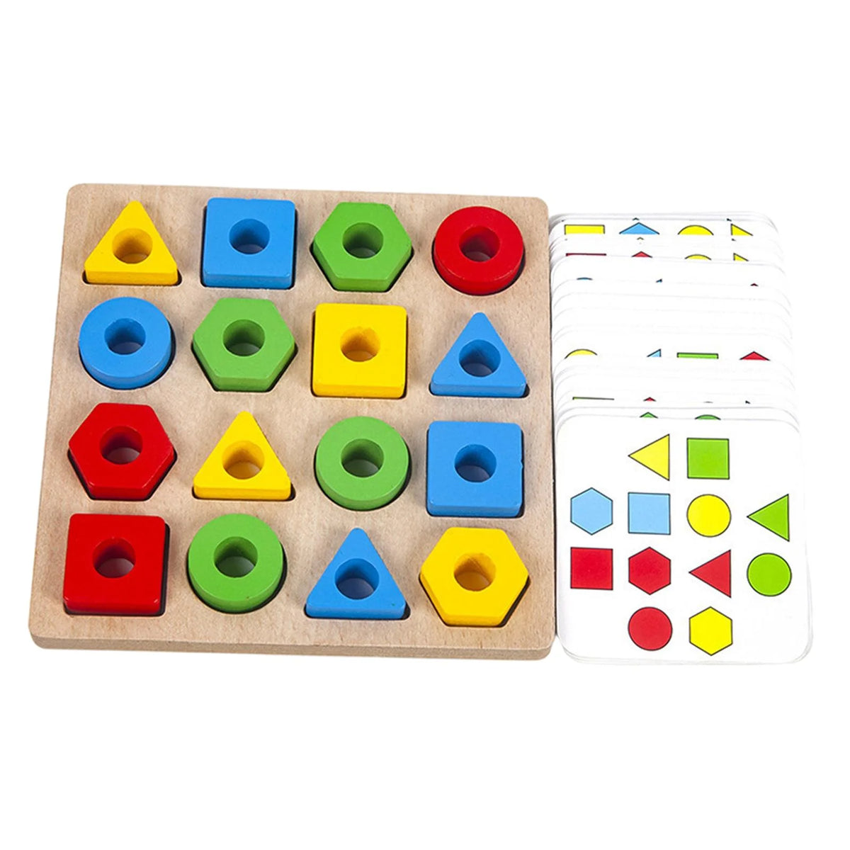 Wood Geometric Shape Matching Stacking Toys Educational Toys for Toddlers J97455