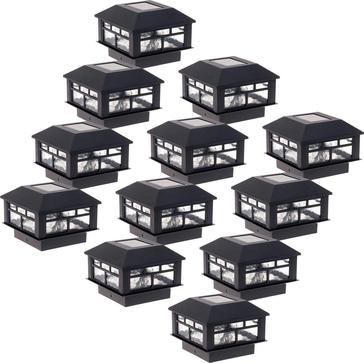 12 Pack Solar Powered 10 Lumen Post Cap Light (Black) T704