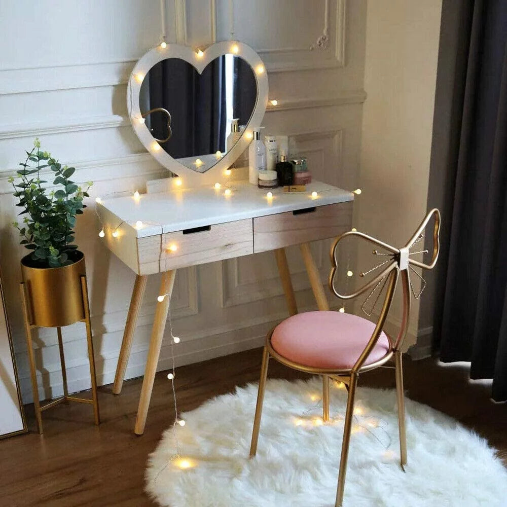 Light Pink Velvet Vanity Chair with Metal Frame T130