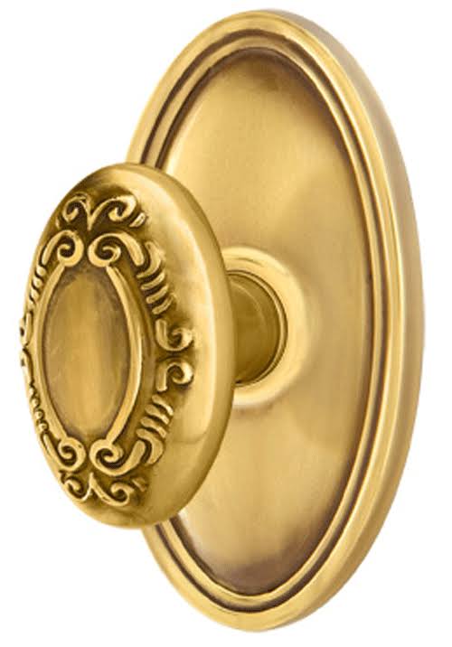 Solid Brass Passage Door Knob Set with Oval Rosette W1310
